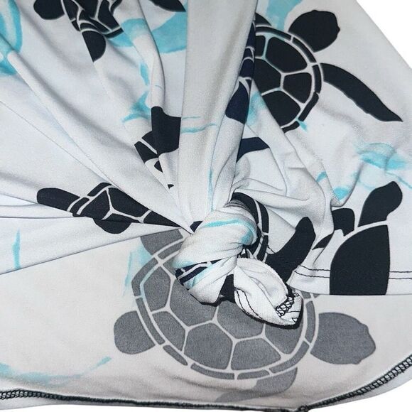 Pretty Woman White Black Sea Turtle Print Asymmetric Hem T-shirt Ladies Large - Picture 4 of 9